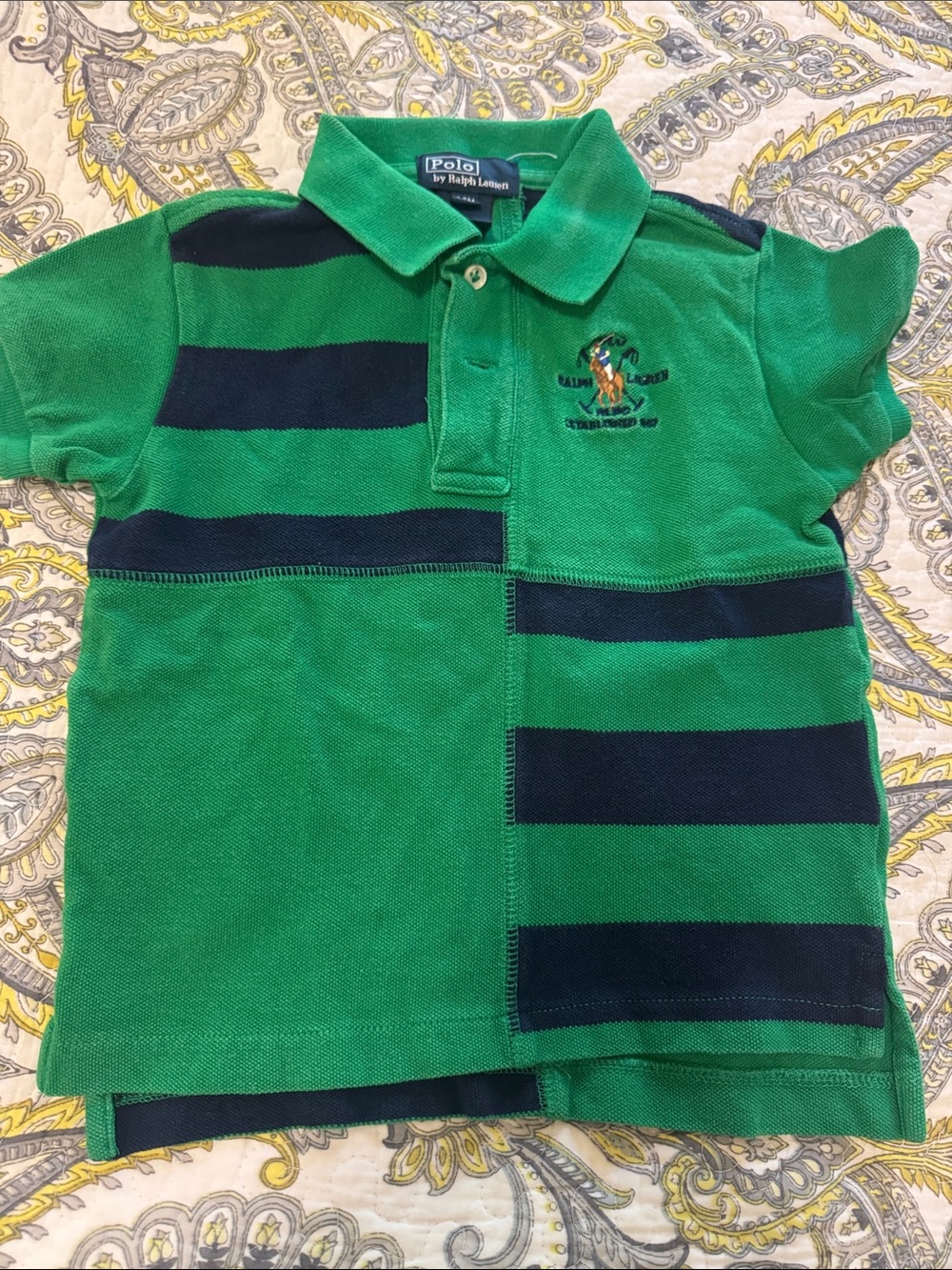 Polo by Ralph Lauren Green & Navy Striped Kids Polo
